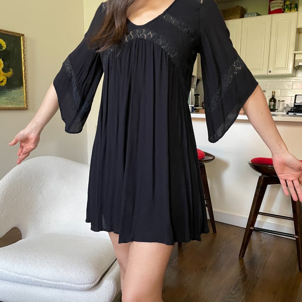 Summer Black Cotton Lace Dress